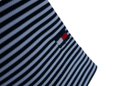 TOMMY HILFIGER GOLF(トミーヒルフィガーゴルフ) 半袖モックネックシャツ 白黒ボーダー レディース LL S-3