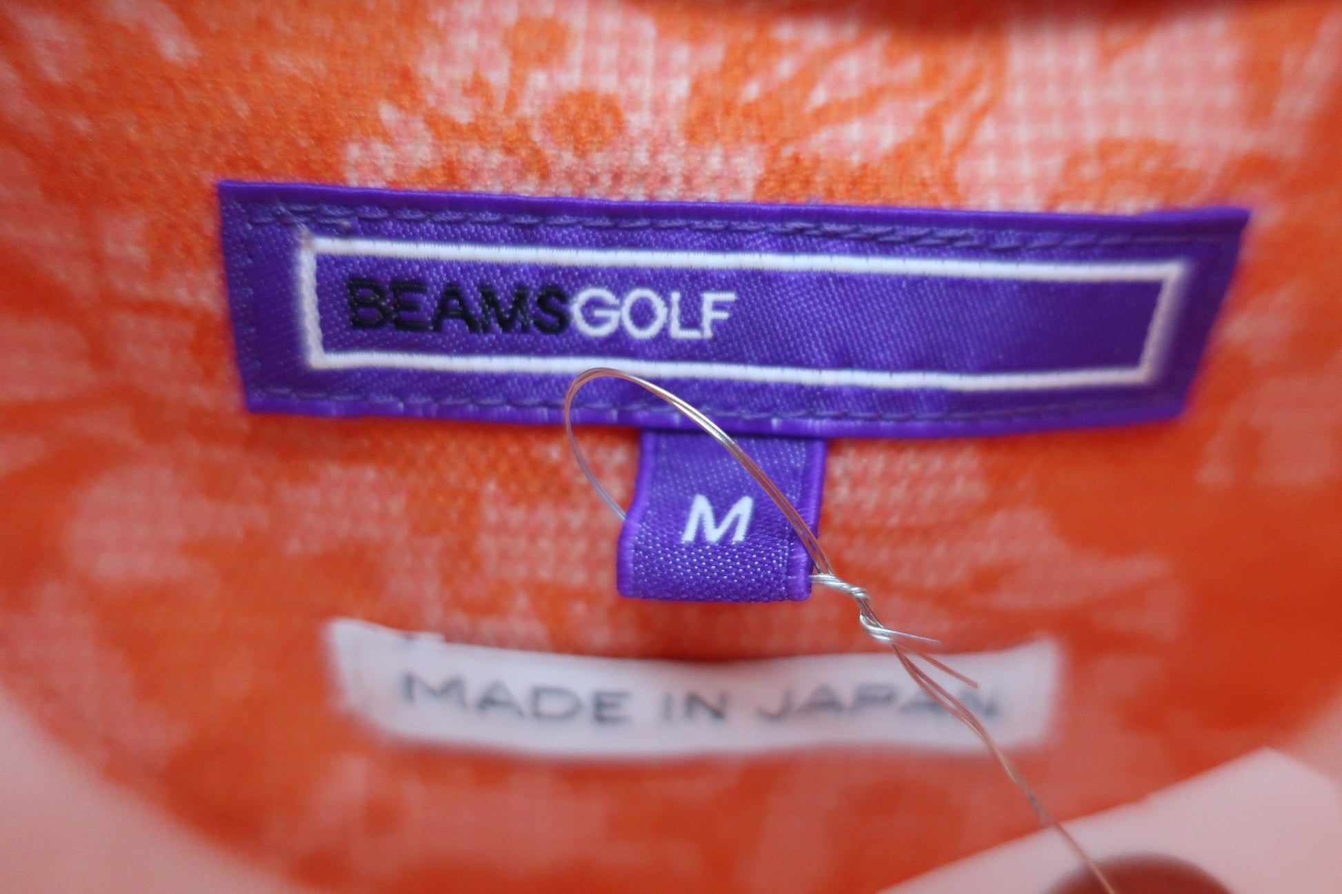 BEAMS GOLF(ビームスゴルフ) 半袖モックネックシャツ オレンジ総柄 レディース M A-3