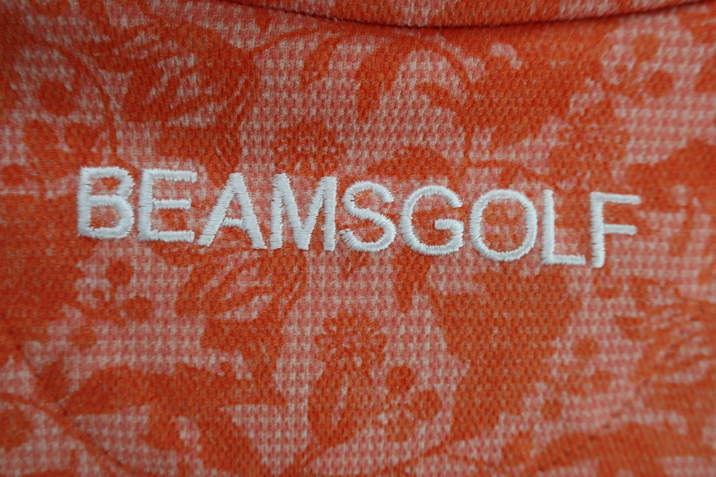 BEAMS GOLF(ビームスゴルフ) 半袖モックネックシャツ オレンジ総柄 レディース M A-5