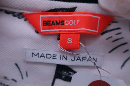 BEAMS GOLF(ビームスゴルフ) ポロシャツ 白ネイビーハンバーガー柄 レディース S B-3