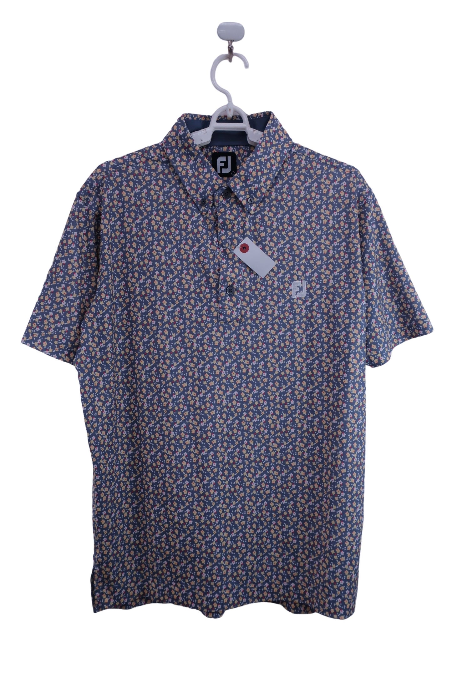 FOOTJOY(フットジョイ) ポロシャツ グレー黄色総花柄 メンズ L A-1