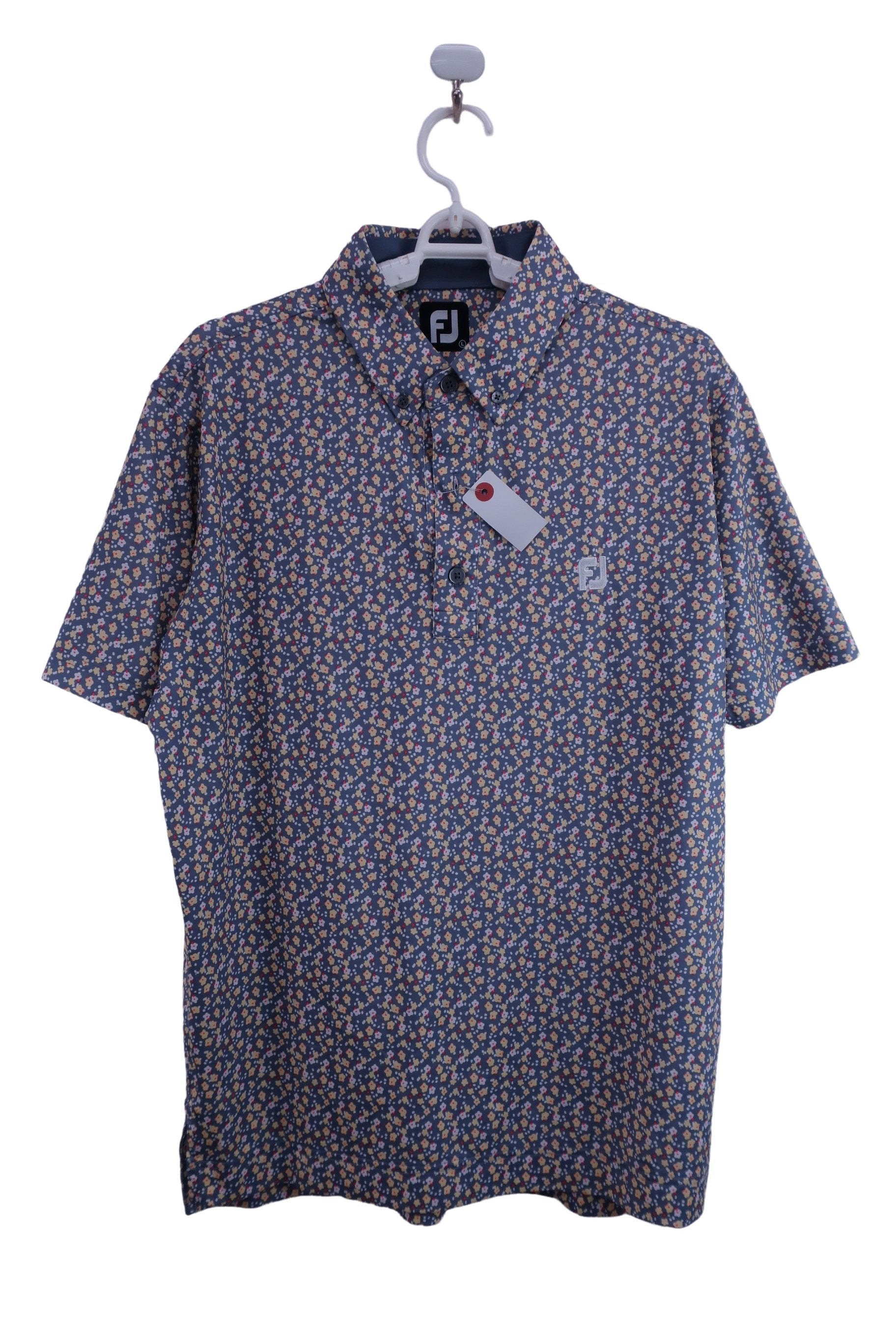 FOOTJOY(フットジョイ) ポロシャツ グレー黄色総花柄 メンズ L A-1