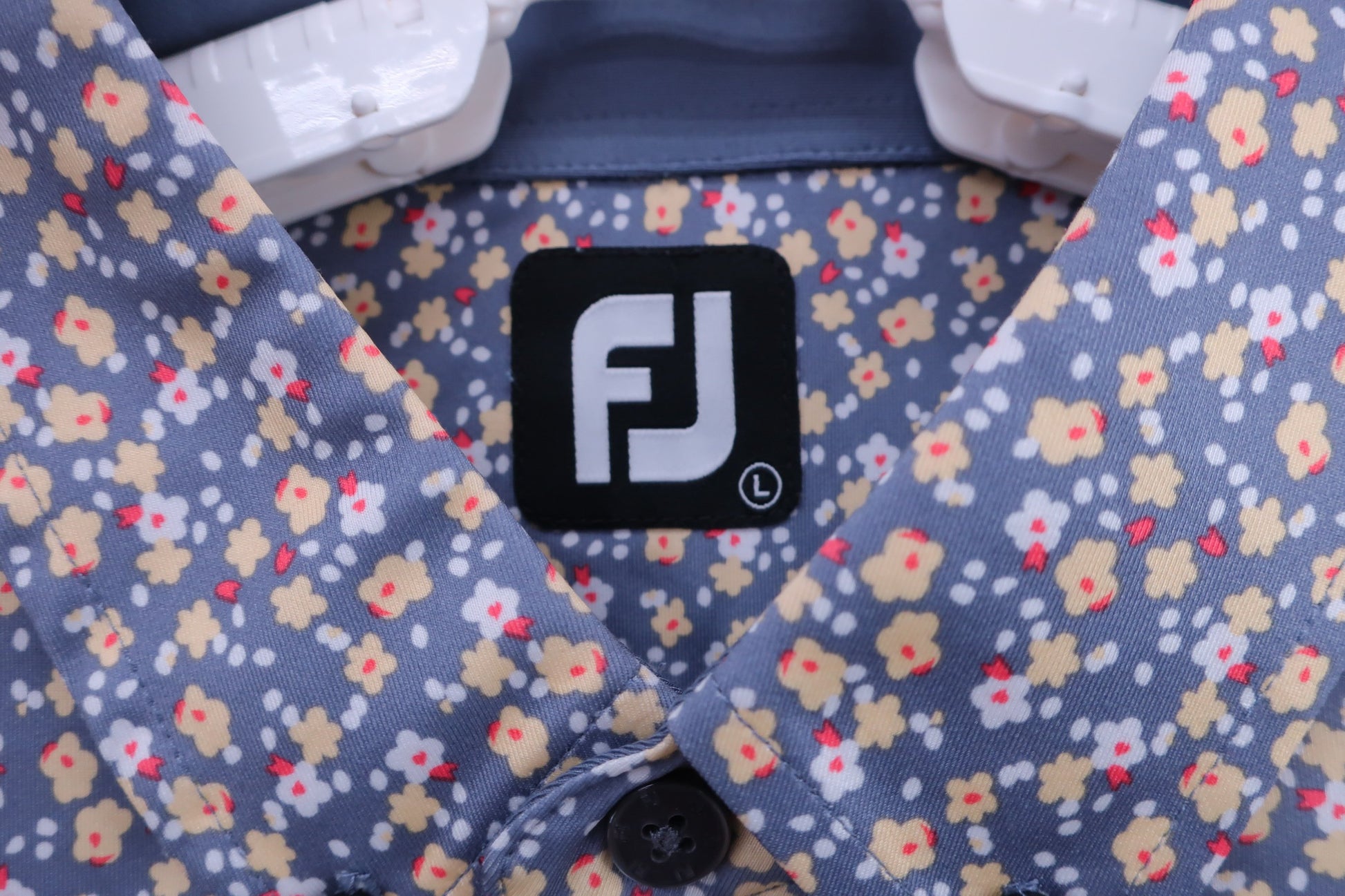 FOOTJOY(フットジョイ) ポロシャツ グレー黄色総花柄 メンズ L A-2