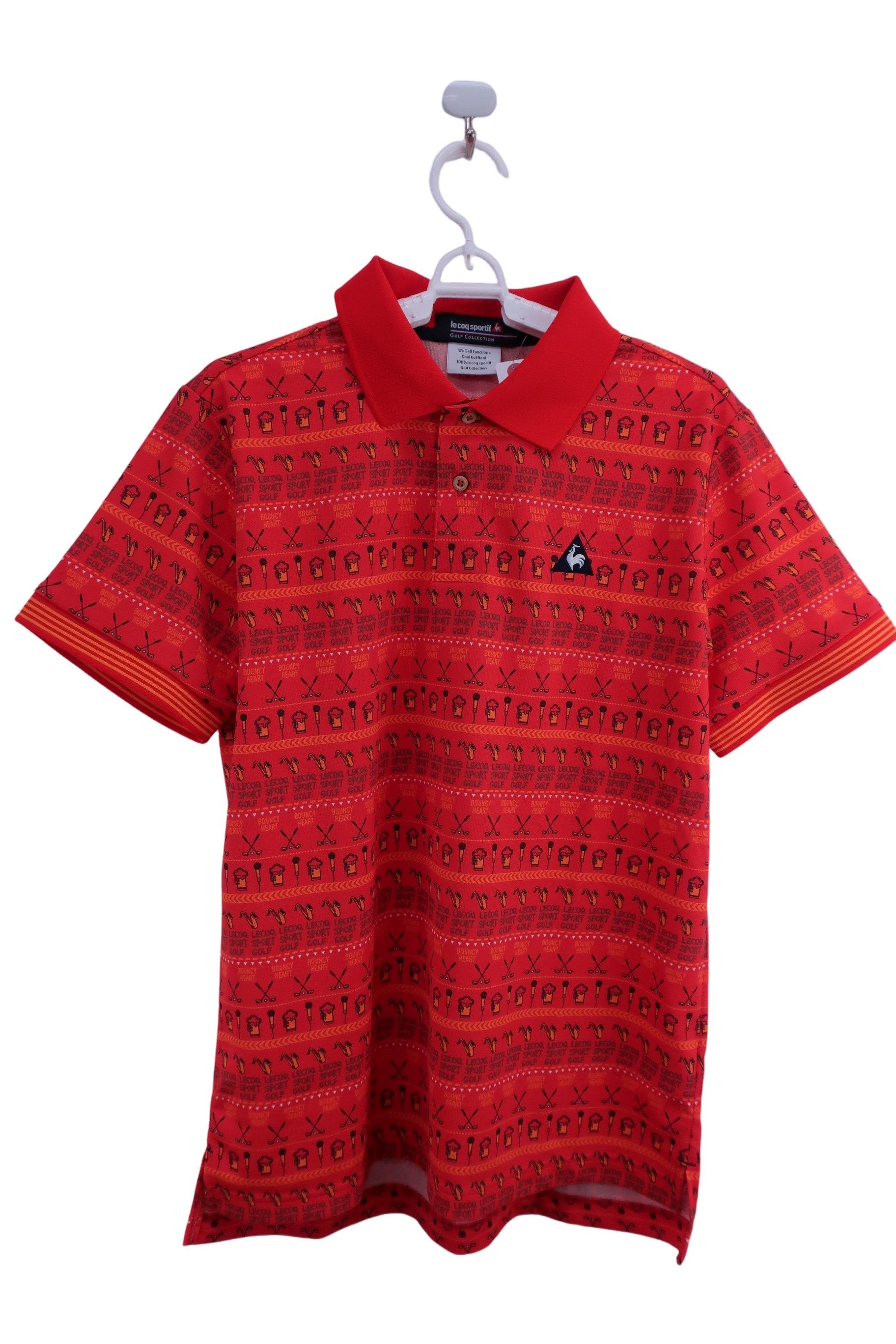 le coq sportif(ルコックスポルティフ) ポロシャツ オレンジ総柄 メンズ L S-1