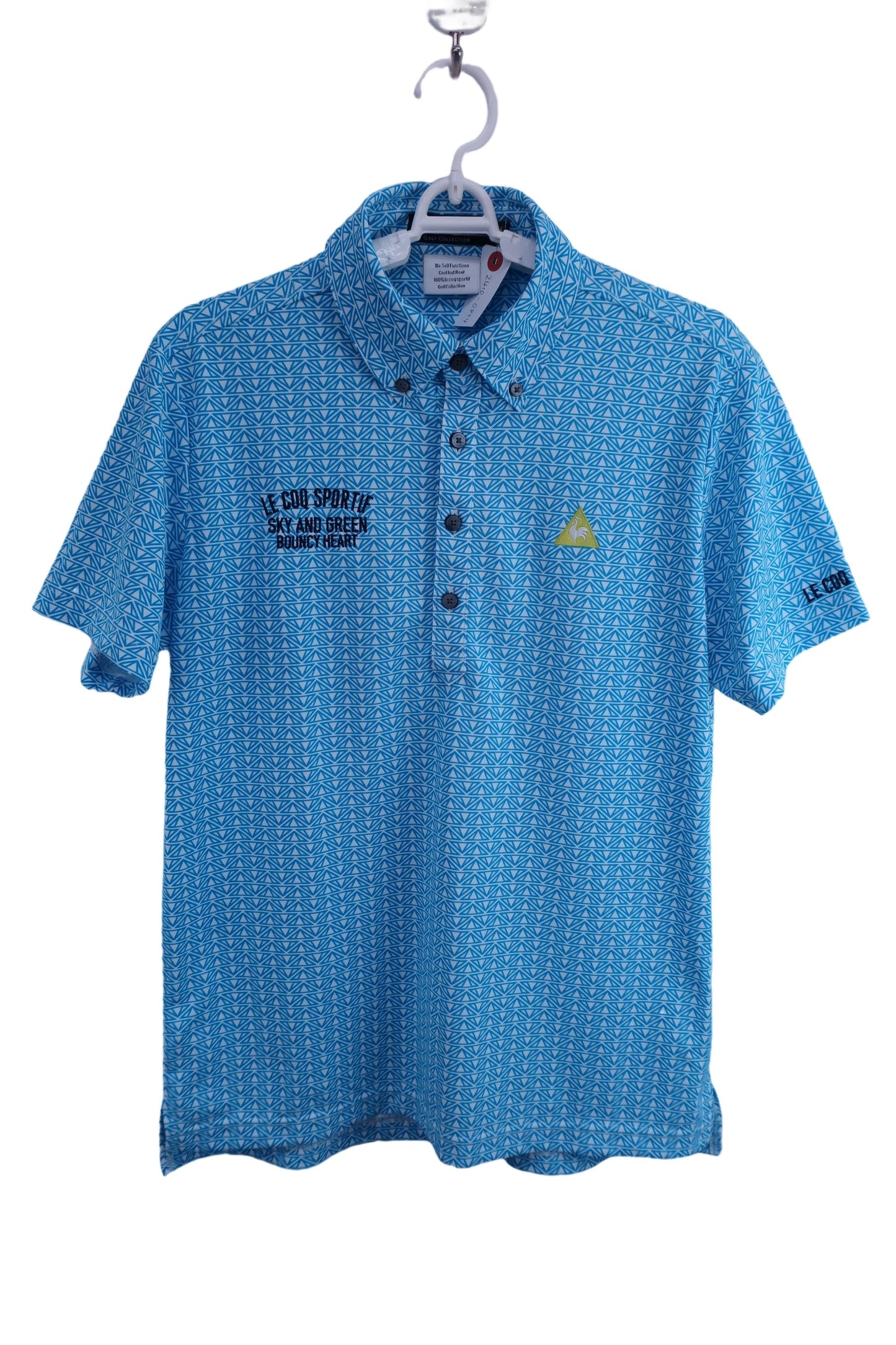 le coq sportif(ルコックスポルティフ) ポロシャツ 水色白総柄 メンズ L S-1
