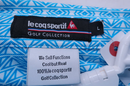 le coq sportif(ルコックスポルティフ) ポロシャツ 水色白総柄 メンズ L S-2