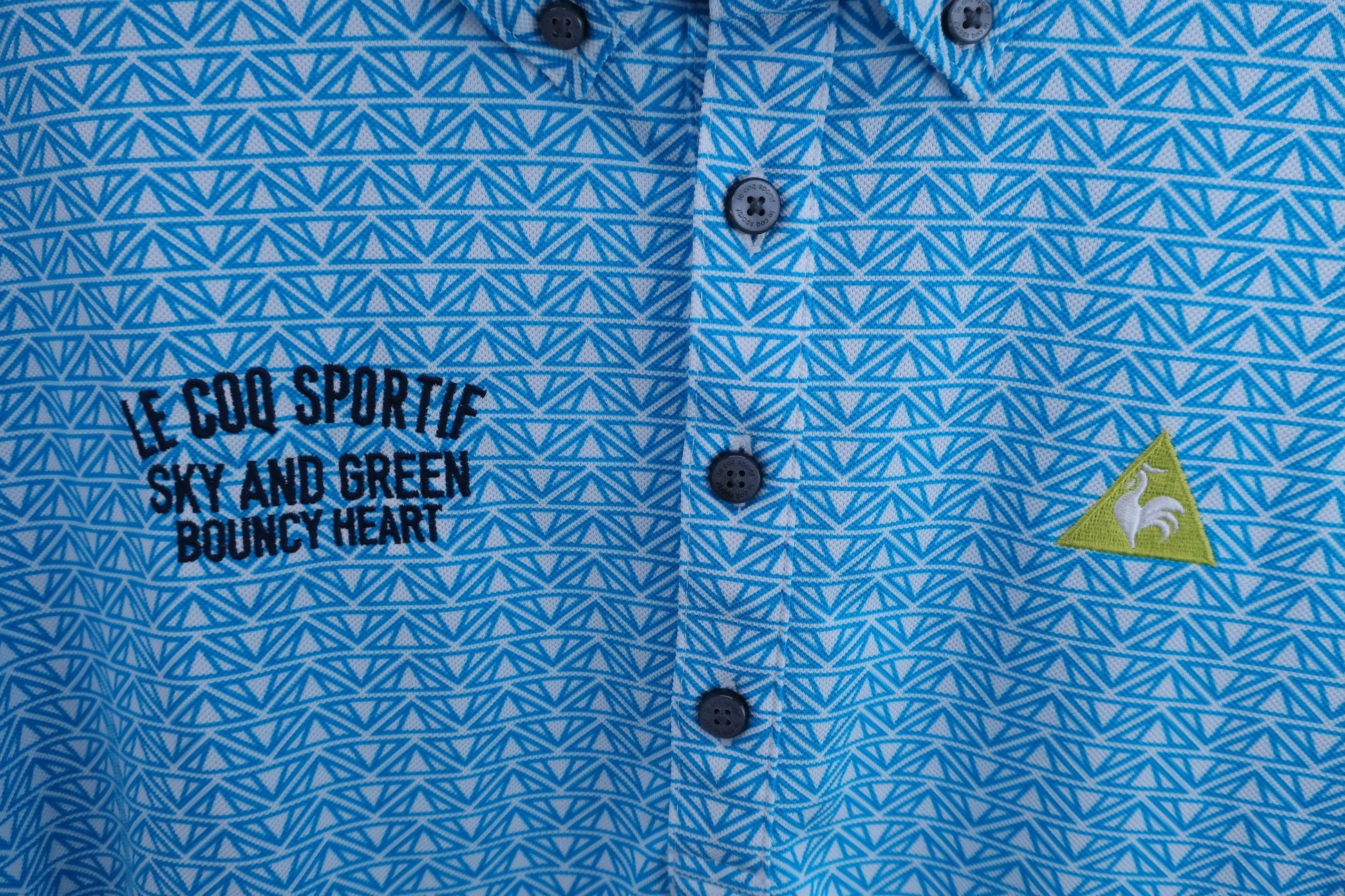 le coq sportif(ルコックスポルティフ) ポロシャツ 水色白総柄 メンズ L S-3