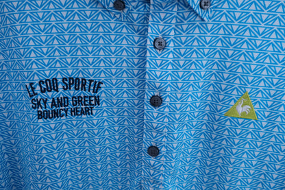 le coq sportif(ルコックスポルティフ) ポロシャツ 水色白総柄 メンズ L S-3