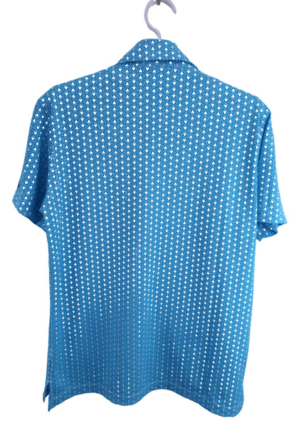 le coq sportif(ルコックスポルティフ) ポロシャツ 水色白総柄 メンズ L S-4