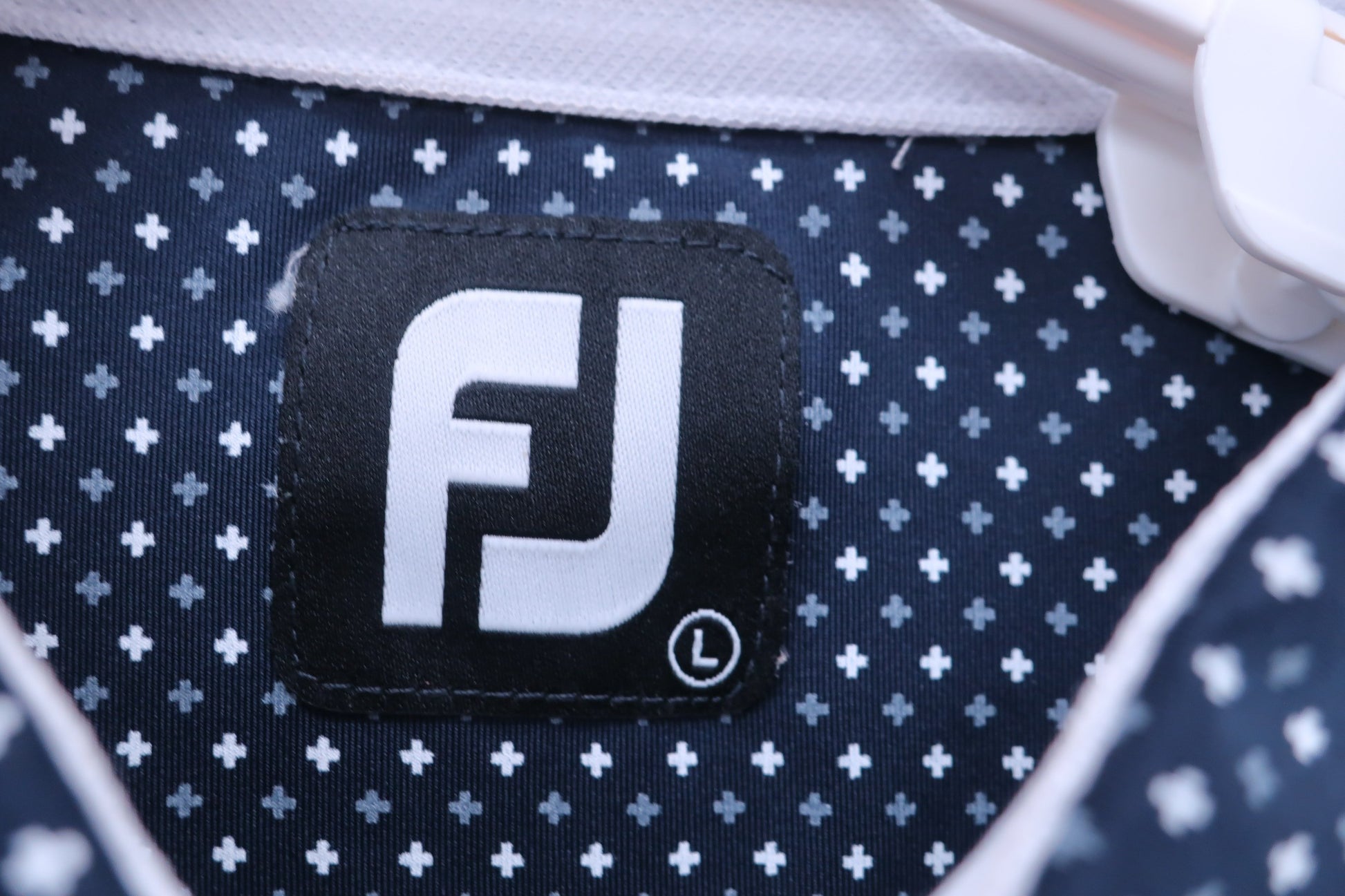 FOOTJOY(フットジョイ) ポロシャツ 紺白総柄 メンズ L S-2