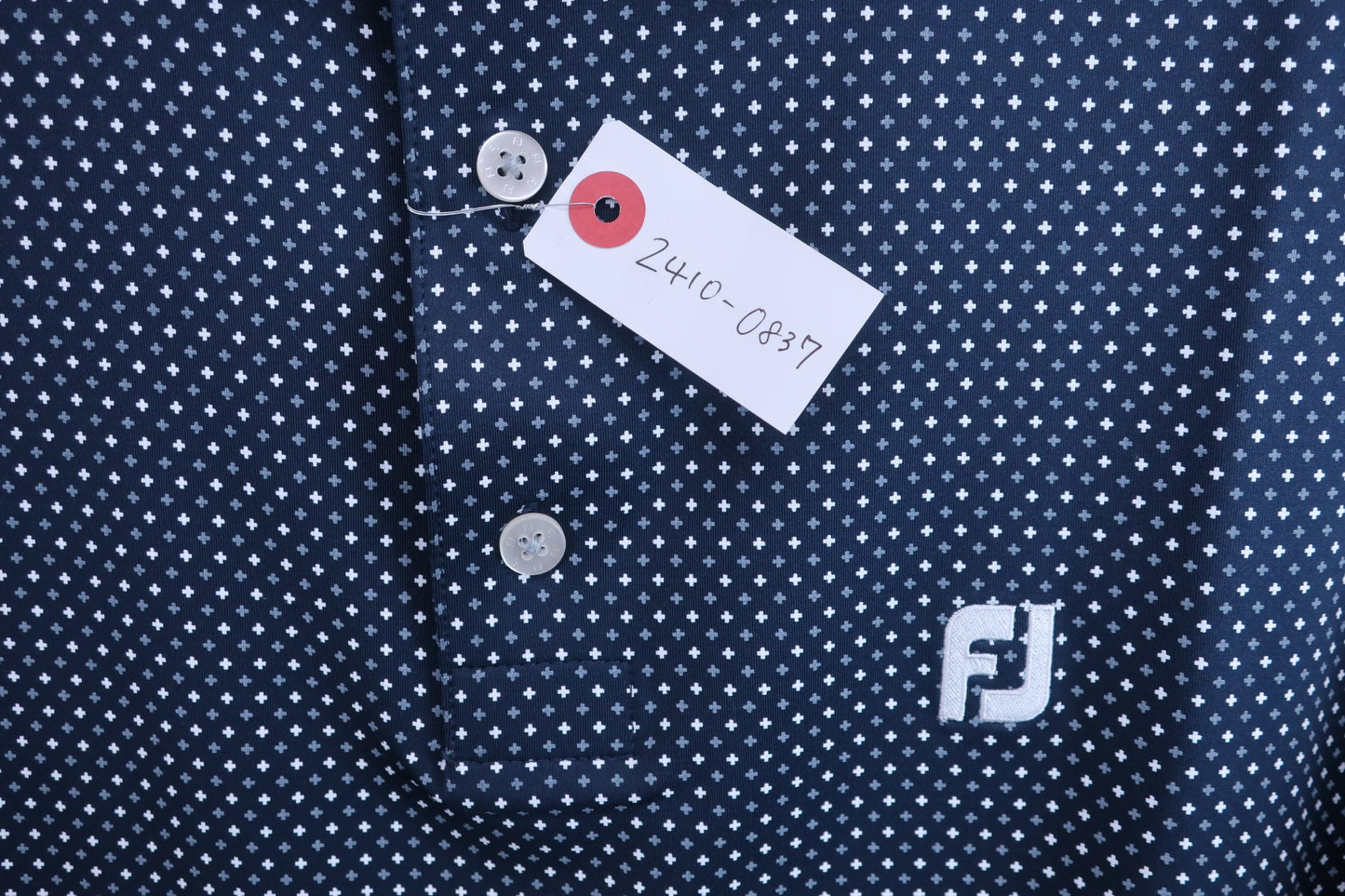 FOOTJOY(フットジョイ) ポロシャツ 紺白総柄 メンズ L S-3