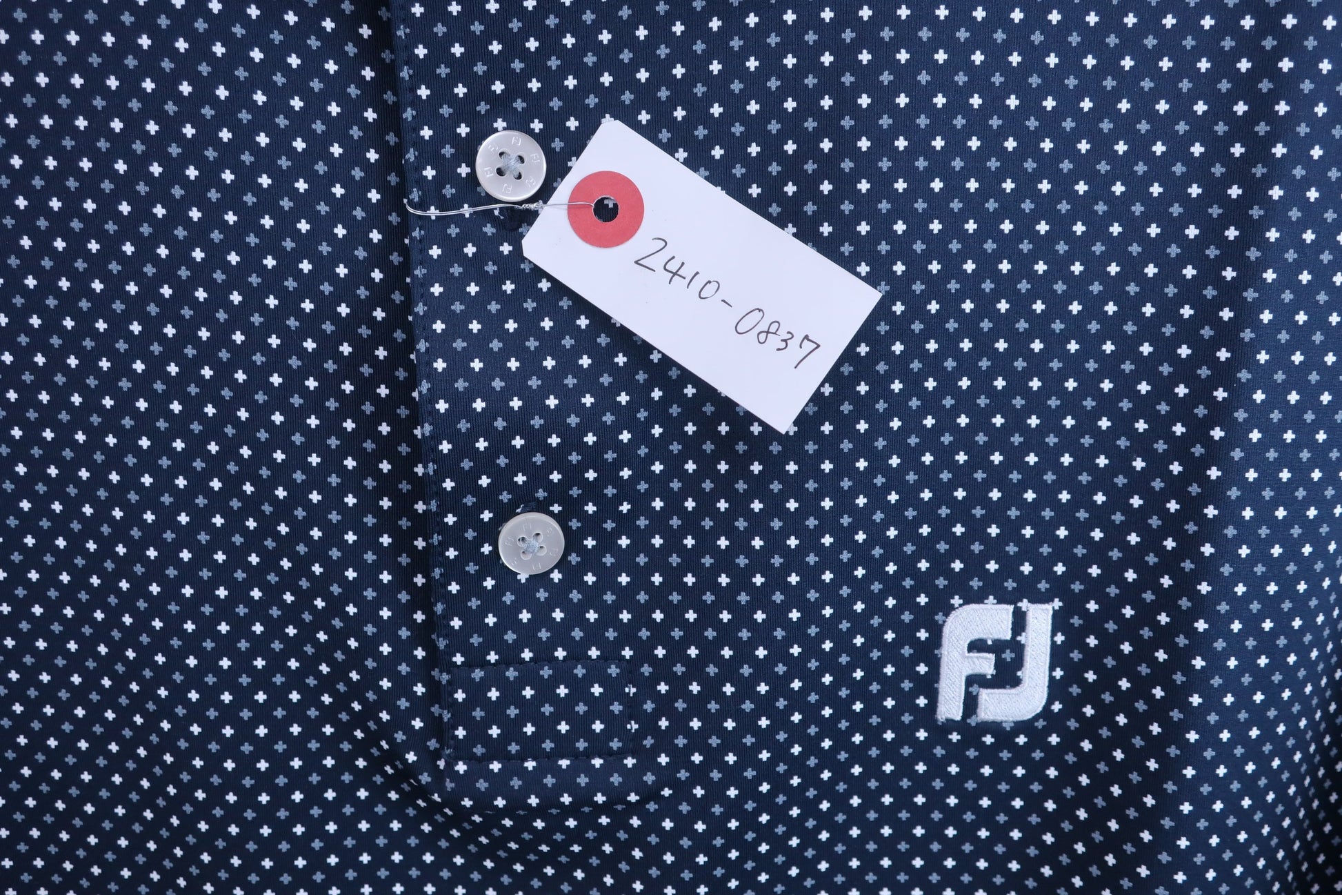 FOOTJOY(フットジョイ) ポロシャツ 紺白総柄 メンズ L S-3