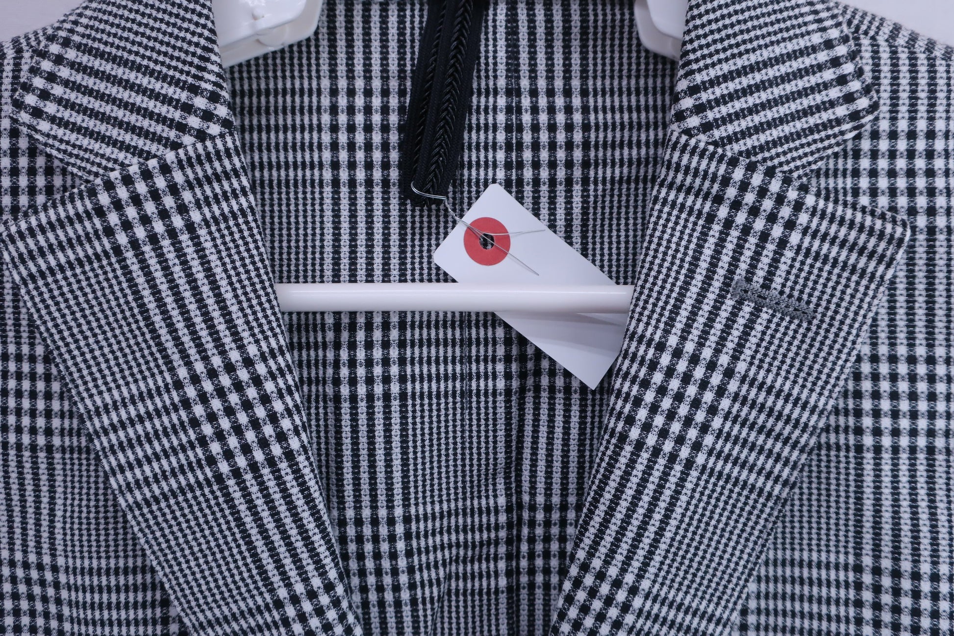 MONSIEUR NICOLE 薄手テーラードジャケット 白黒チェック メンズ 48 A-2