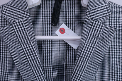 MONSIEUR NICOLE 薄手テーラードジャケット 白黒チェック メンズ 48 A-2