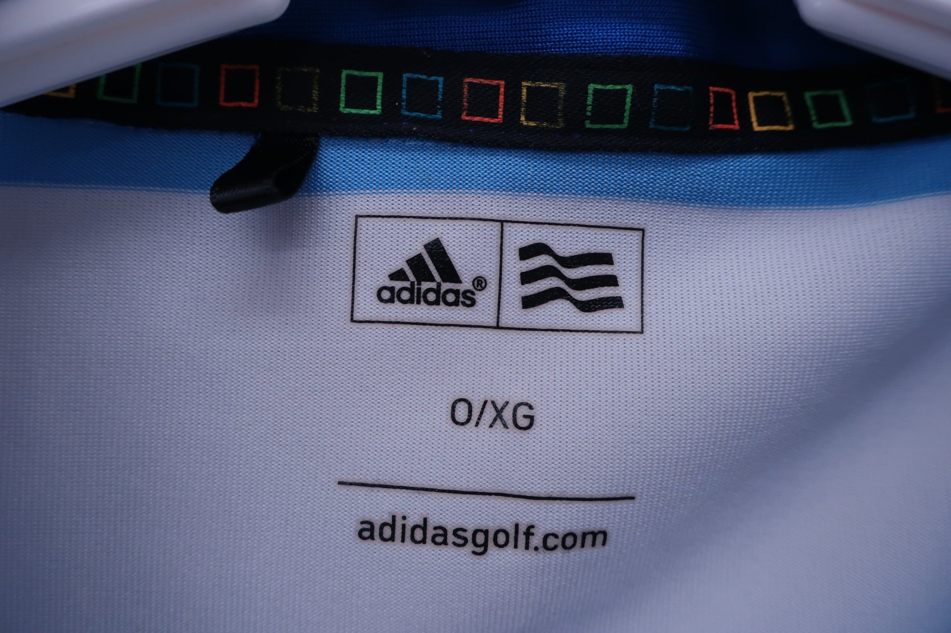 adidas(アディダス) ポロシャツ 水色白ボーダー メンズ O/XG A-3