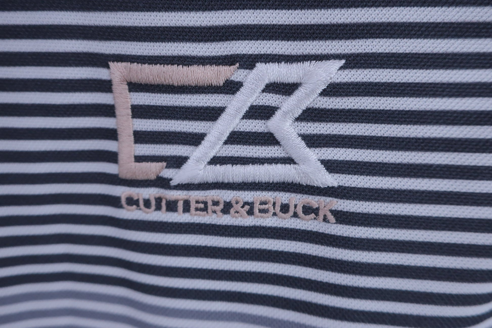 CUTTER&BUCK(カッター＆バック) ポロシャツ 白黒系ボーダー メンズ M A-2