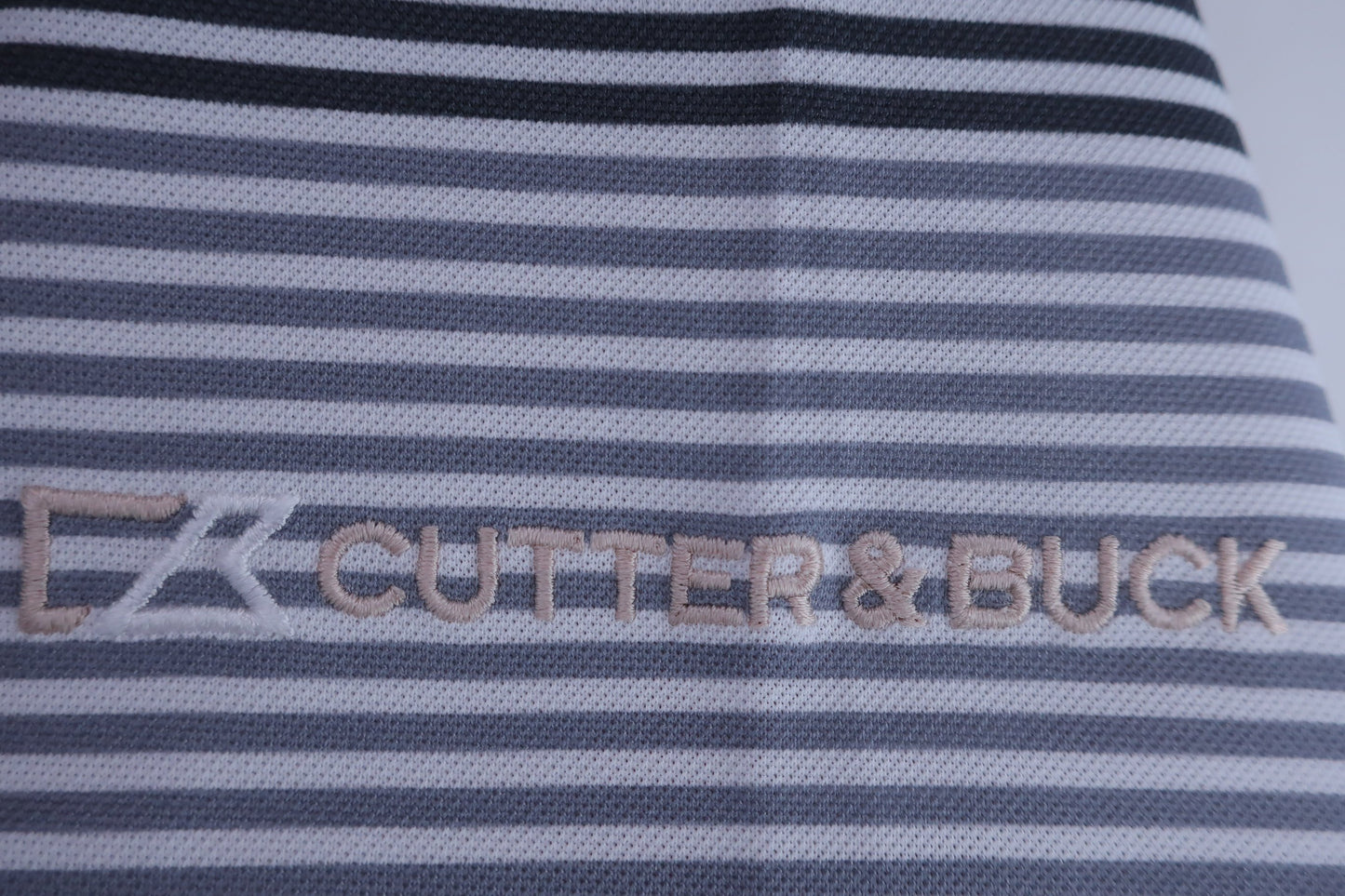 CUTTER&BUCK(カッター＆バック) ポロシャツ 白黒系ボーダー メンズ M A-3