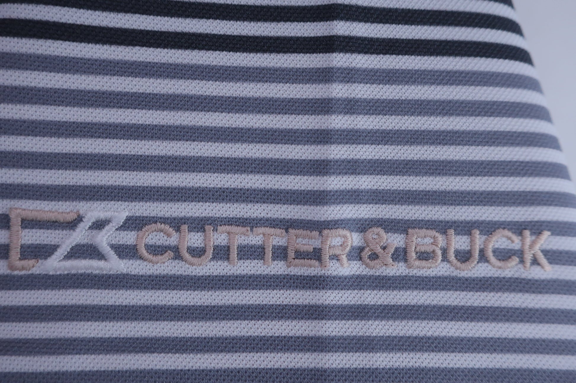 CUTTER&BUCK(カッター＆バック) ポロシャツ 白黒系ボーダー メンズ M A-3