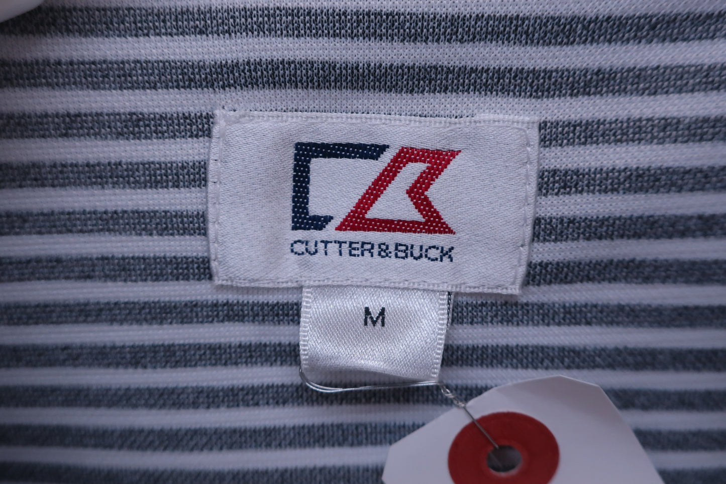 CUTTER&BUCK(カッター＆バック) ポロシャツ 白黒系ボーダー メンズ M A-4