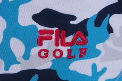 FILA GOLF(フィラゴルフ) ポロシャツ 白青系カモフラ柄 メンズ LL A-6