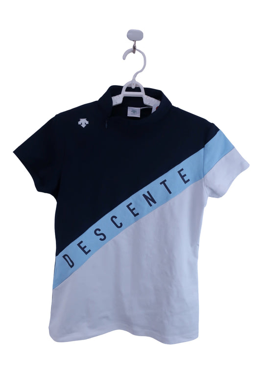 DESCENTE(デサント) モックネックシャツ 白ネイビー系 レディース L A-1