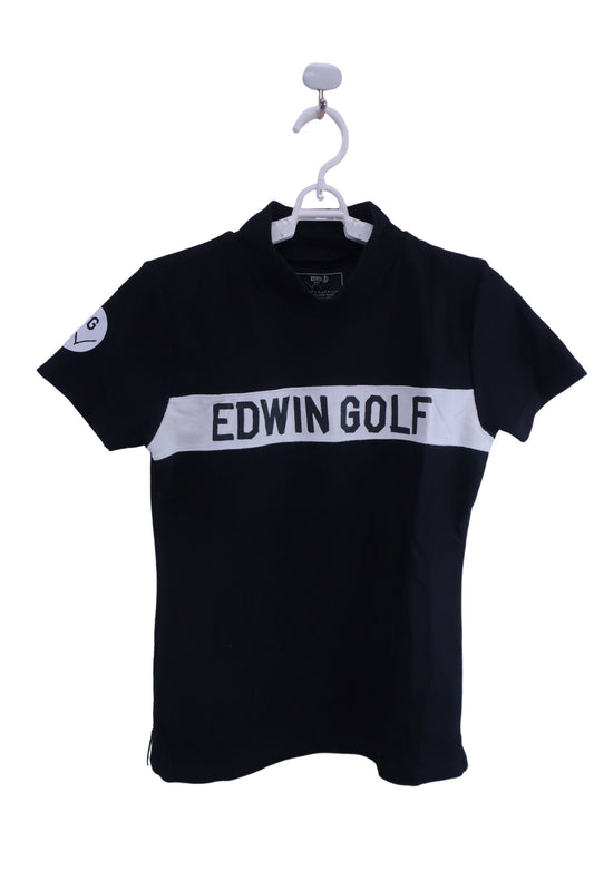 EDWIN GOLF(エドウィンゴルフ) 半袖モックネックシャツ 黒白 レディース M A-1