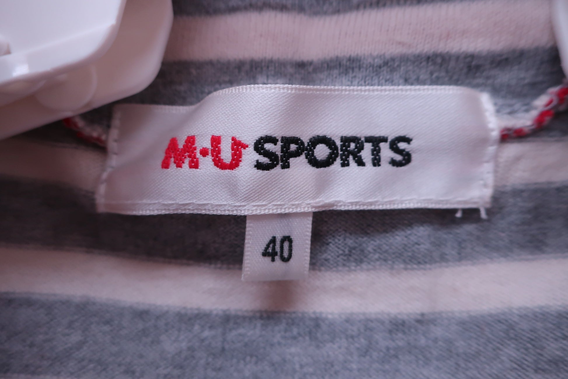 M.U SPORTS(エムユースポーツ) ハーフジップシャツ 赤白ボーダー/グレー レディース 40 B-5