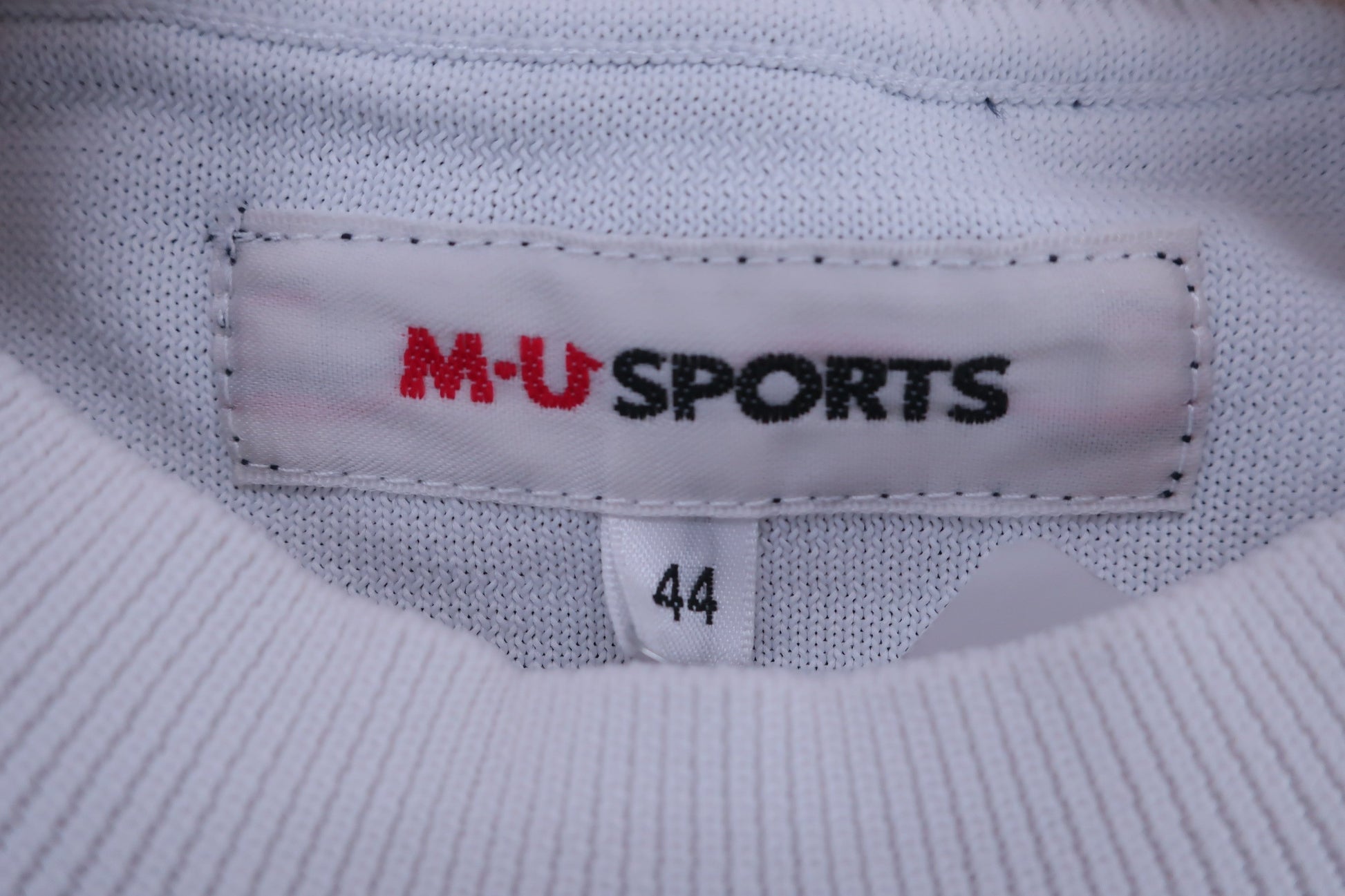 M.U SPORTS(エムユースポーツ) 半袖ニットシャツ ネイビー白水玉 レディース 44 A-4