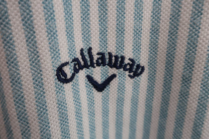 Callaway(キャロウェイ) 長袖ポロシャツ 白水色ストライプ レディース LL 241-7256810 A-2