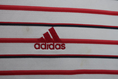 adidas(アディダス) ポロシャツ 白赤ボーダー メンズ L B