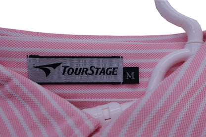 TOURSTAGE(ツアーステージ) ポロシャツ 白ピンクストライプ メンズ M A-2