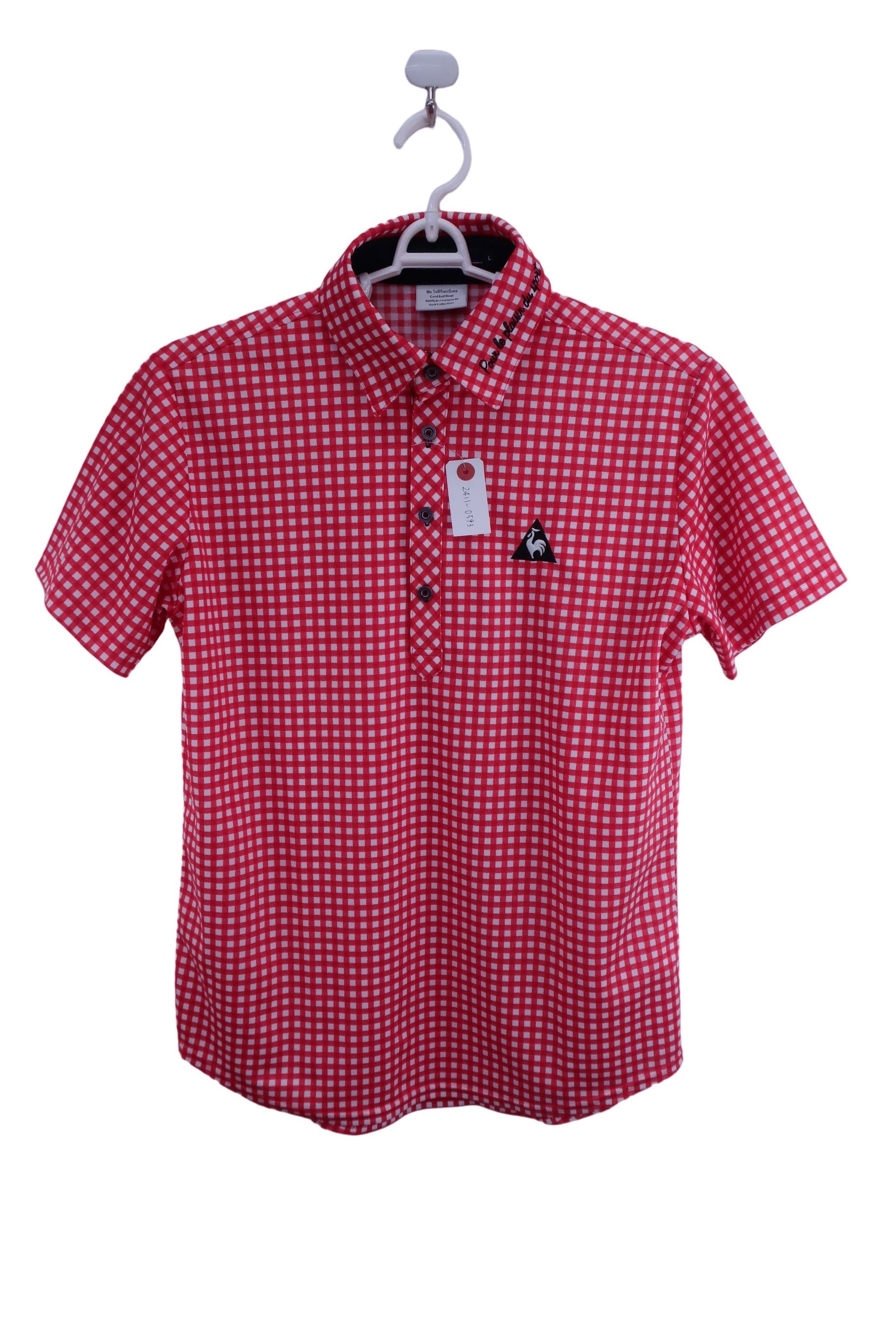 le coq sportif(ルコックスポルティフ) ポロシャツ 赤白チェック メンズ L A-1