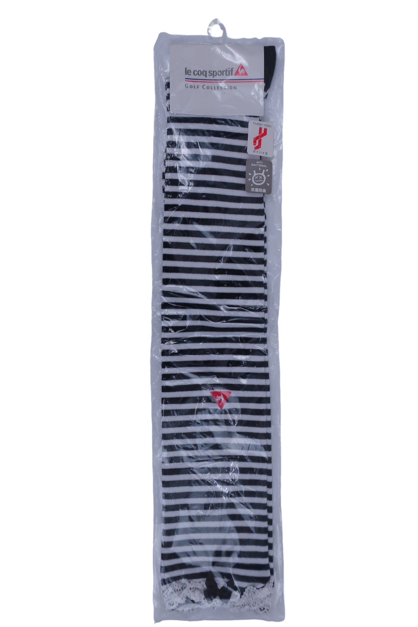 le coq sportif(ルコックスポルティフ) ロングソックス 白黒ボーダー レディース 23-24cm N-1