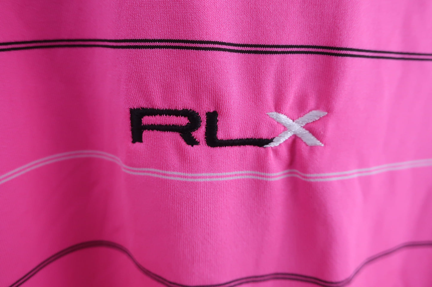 RLX RALPH LAUREN(アールエルエックス) ポロシャツ ピンクボーダー メンズ XL A-2