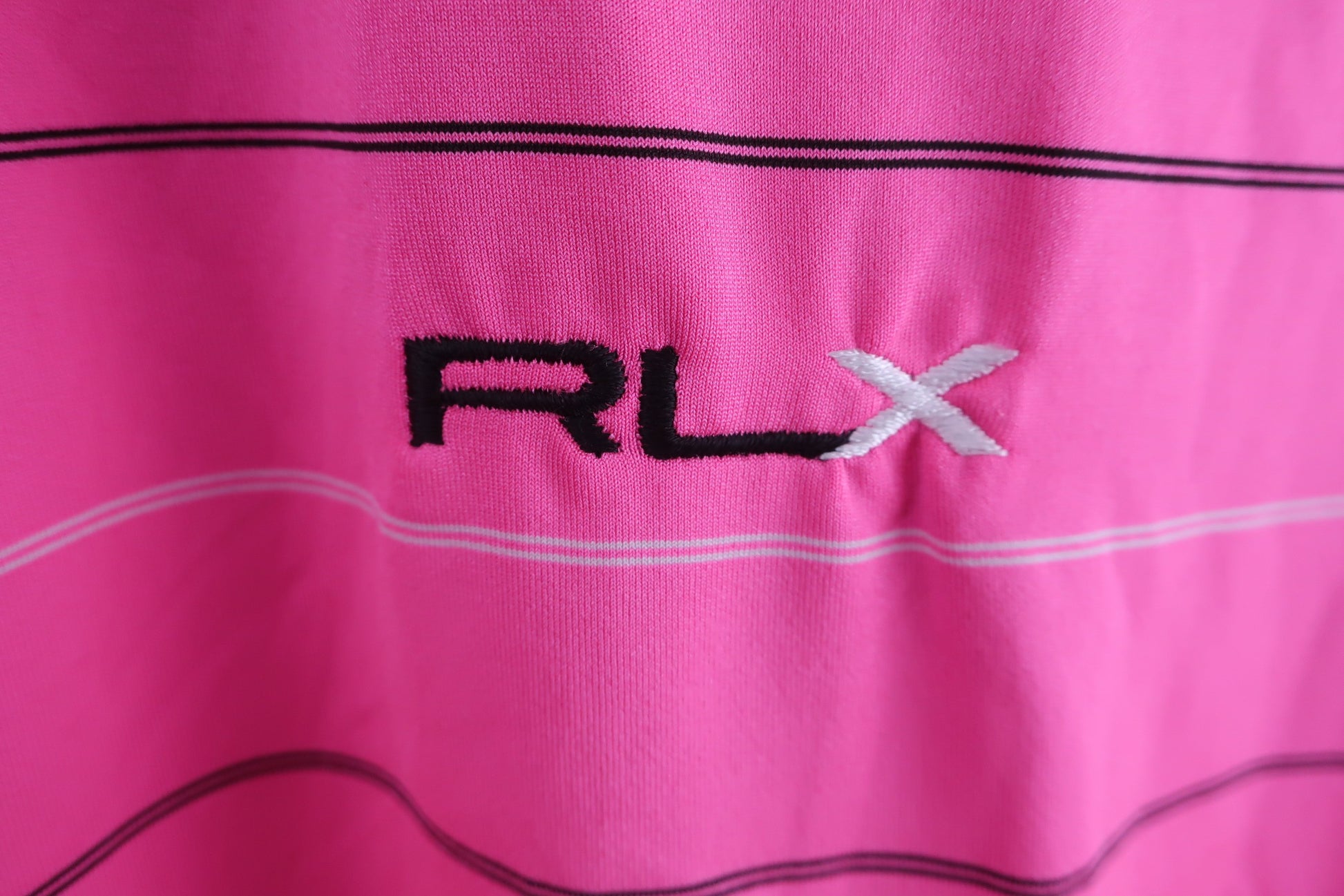 RLX RALPH LAUREN(アールエルエックス) ポロシャツ ピンクボーダー メンズ XL A-2