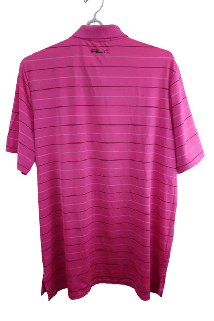 RLX RALPH LAUREN(アールエルエックス) ポロシャツ ピンクボーダー メンズ XL A-4