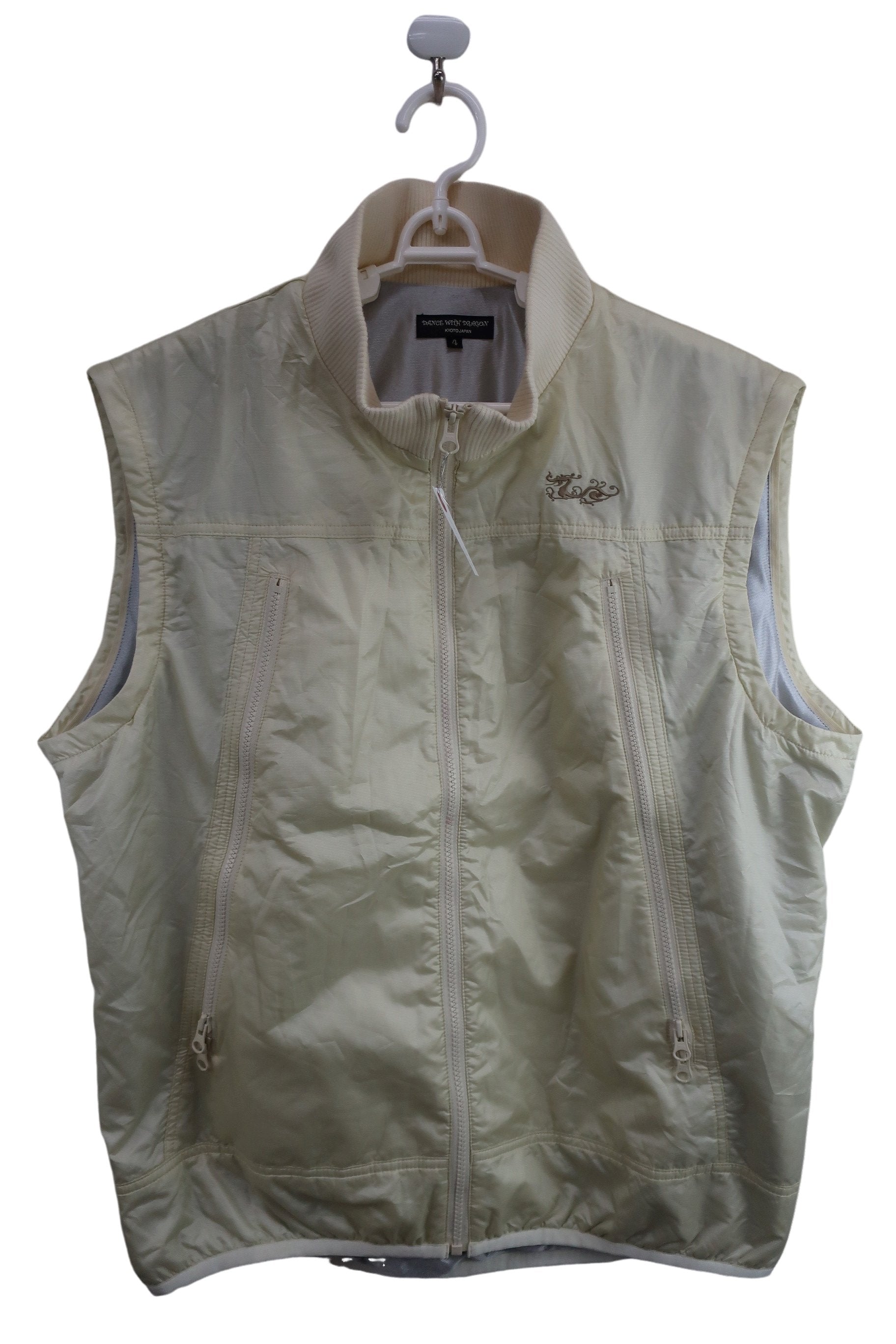 Dance With Dragon(ダンスウィズドラゴン) ナイロンベスト クリーム色 メンズ 4 D1-331101 B-1