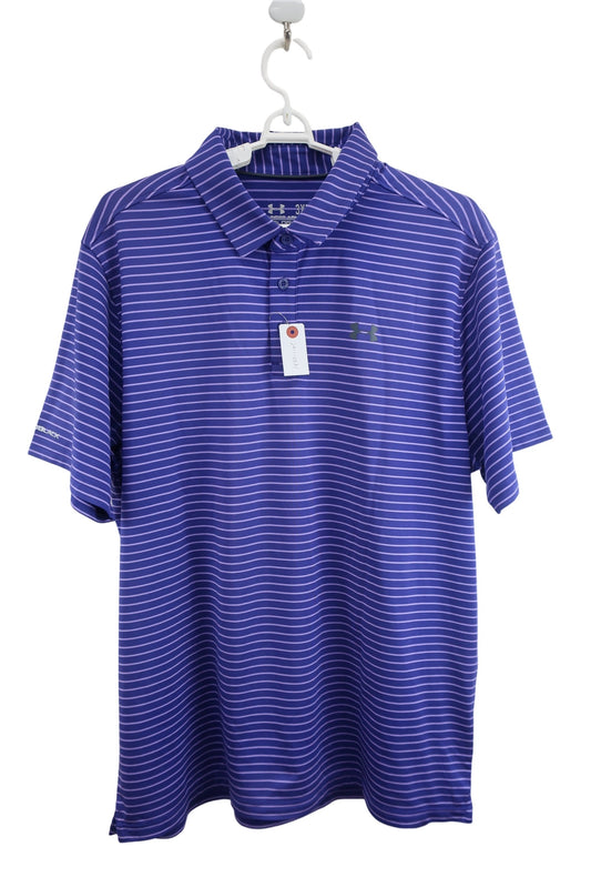 UNDER ARMOUR(アンダーアーマー) ポロシャツ 紫ボーダー メンズ 3XL A-1