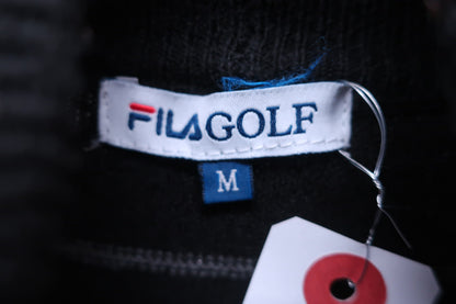 FILA GOLF(フィラゴルフ) ニットシャツ 黒シルバーボーダー レディース M A-4