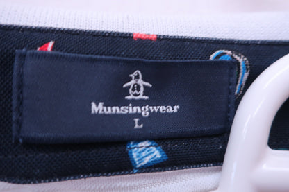 Munsingwear(マンシングウェア) ポロシャツ 白ライトグレーボーダー メンズ L A-2