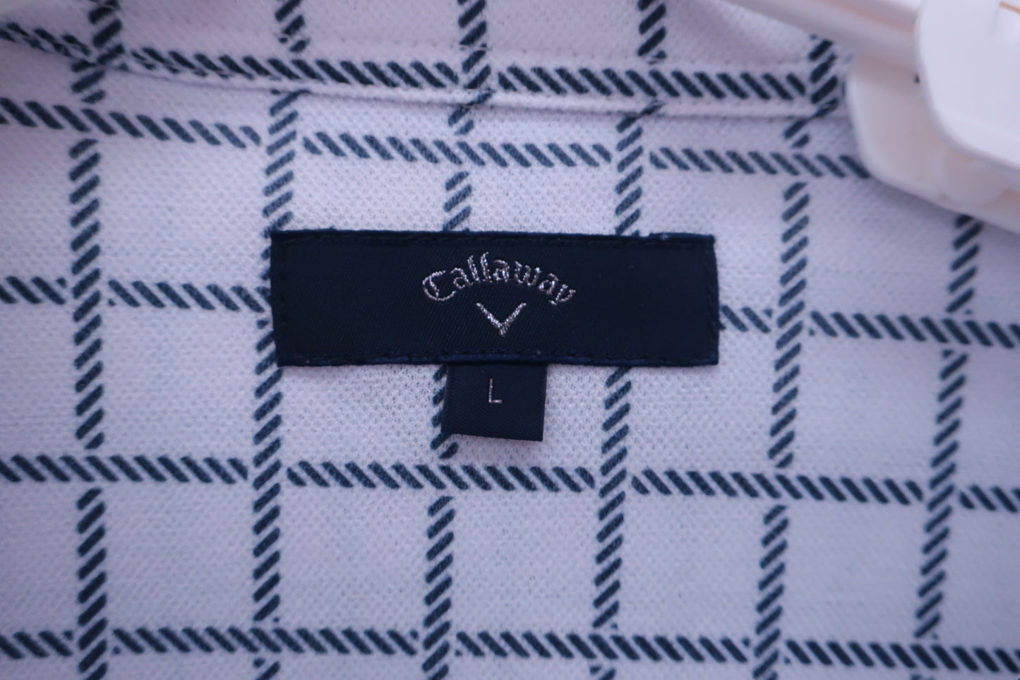 Callaway(キャロウェイ) ポロシャツ 白ネイビーチェック メンズ L 241-0134413 A-2