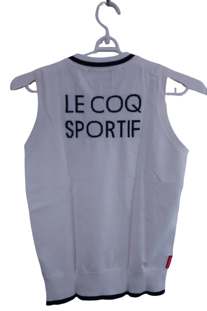 le coq sportif(ルコックスポルティフ) ニットベスト 白 レディース M B-4