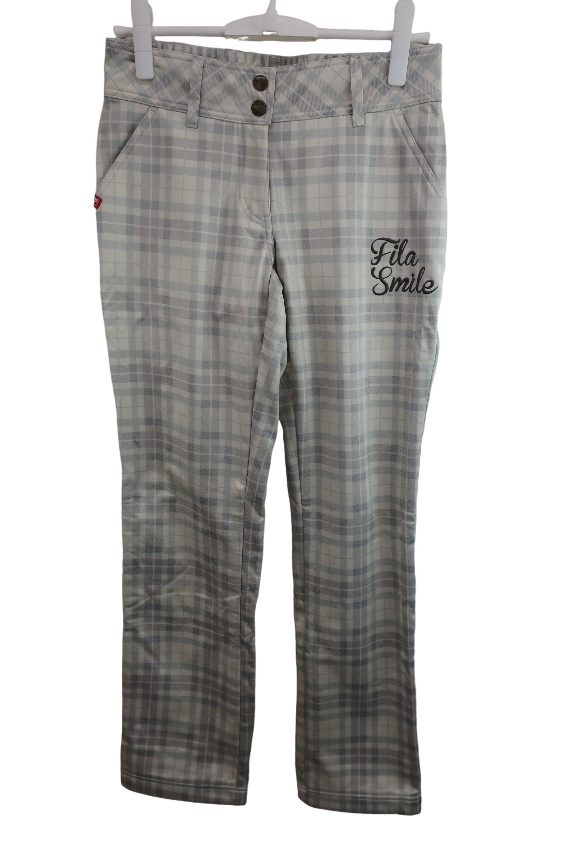 FILA GOLF(フィラゴルフ) ナイロンパンツ 白チェック レディース L A-1