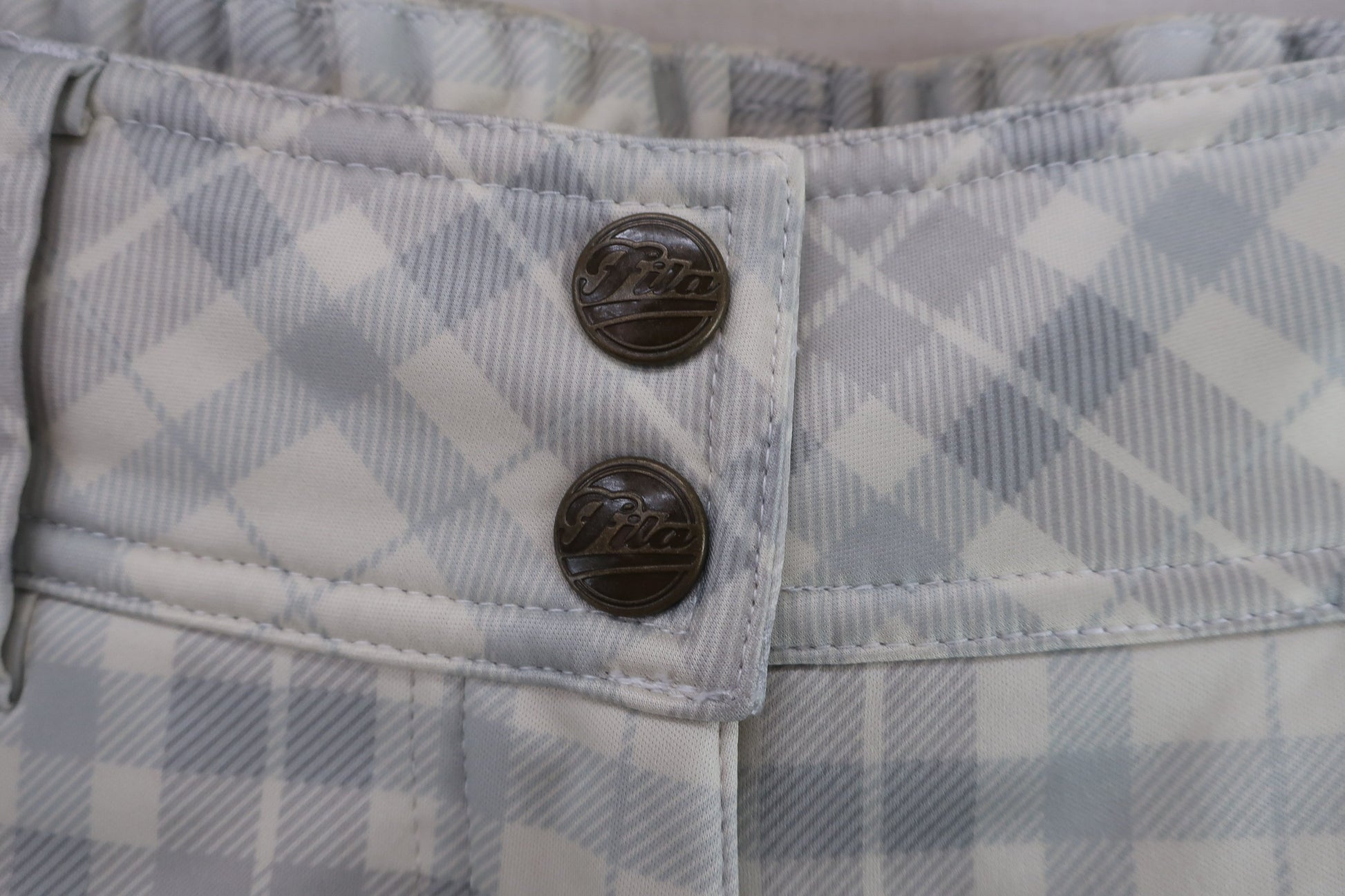 FILA GOLF(フィラゴルフ) ナイロンパンツ 白チェック レディース L A-2