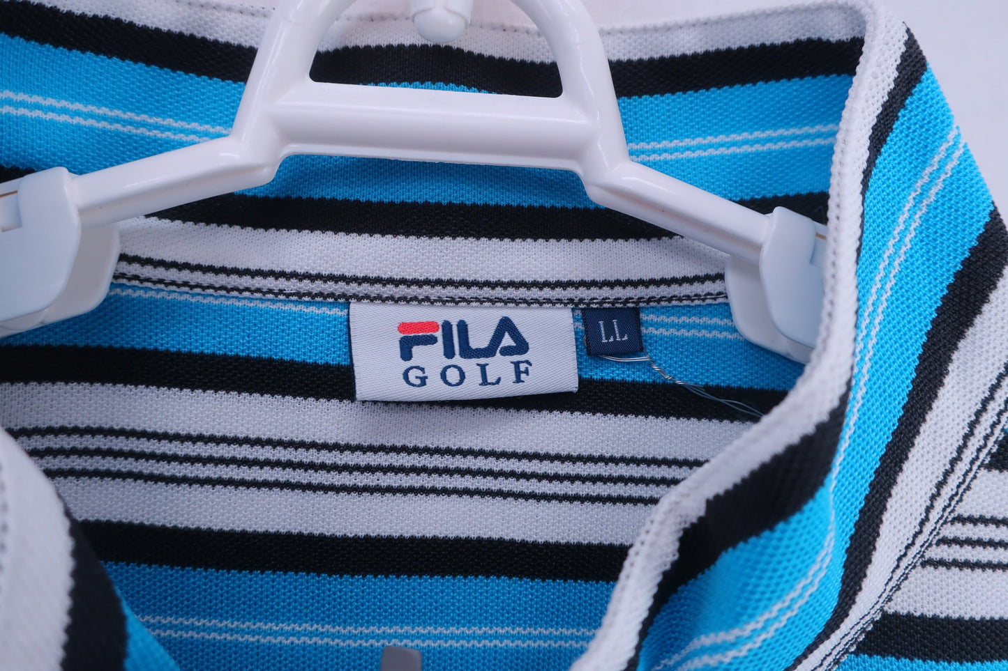FILA GOLF(フィラゴルフ) ハーフジップシャツ 水色ボーダー メンズ LL A-2