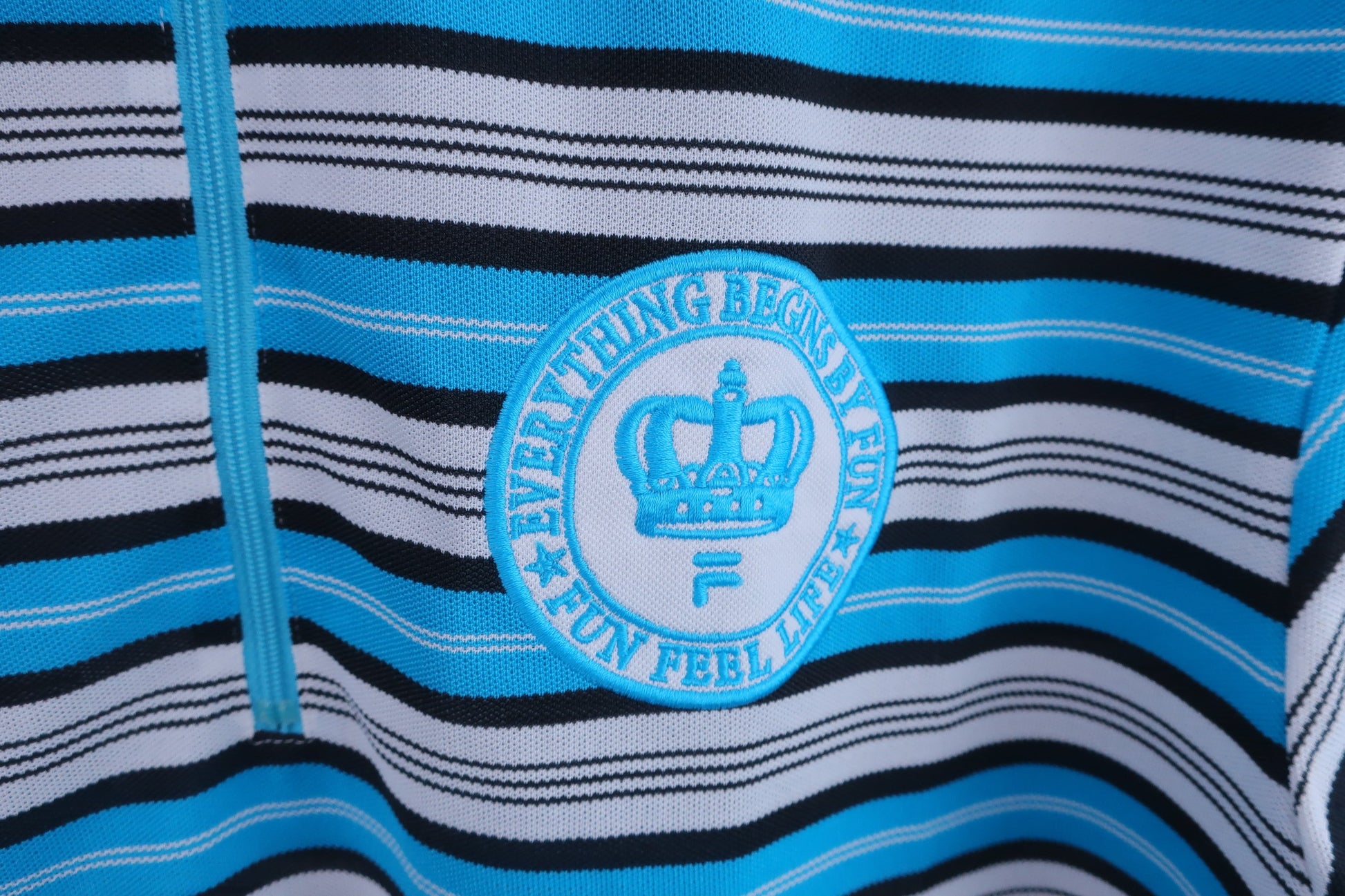 FILA GOLF(フィラゴルフ) ハーフジップシャツ 水色ボーダー メンズ LL A-3