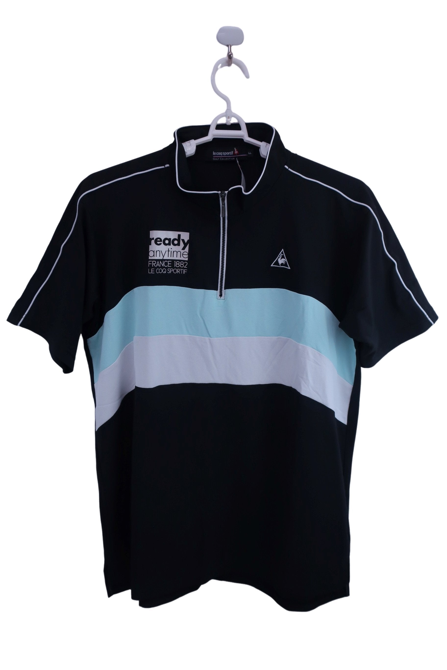 le coq sportif(ルコックスポルティフ) ハーフジップシャツ 黒水色 メンズ LL A-1