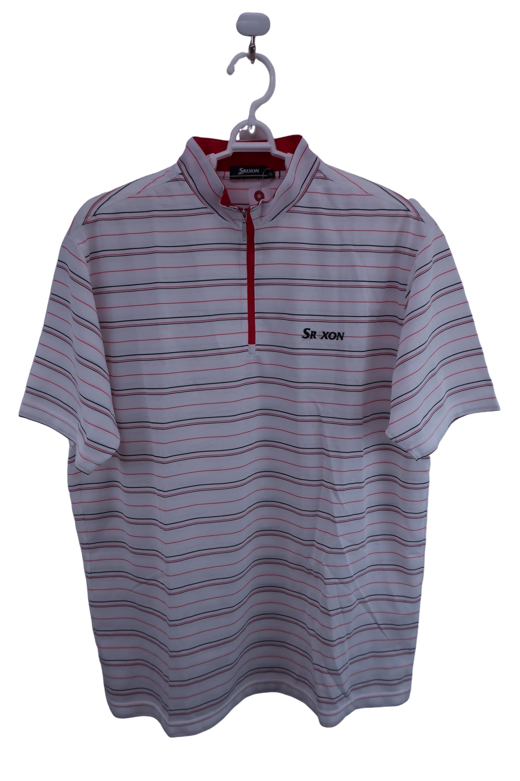 SRIXON(スリクソン) ハーフジップシャツ 白赤黒ボーダー メンズ LL B-1