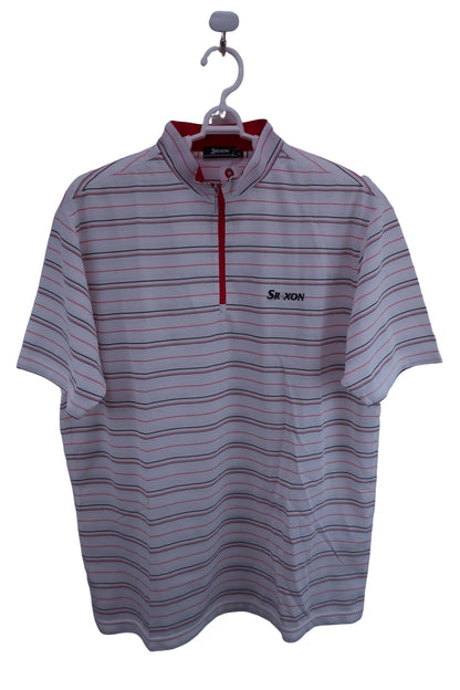 SRIXON(スリクソン) ハーフジップシャツ 白赤黒ボーダー メンズ LL B-1