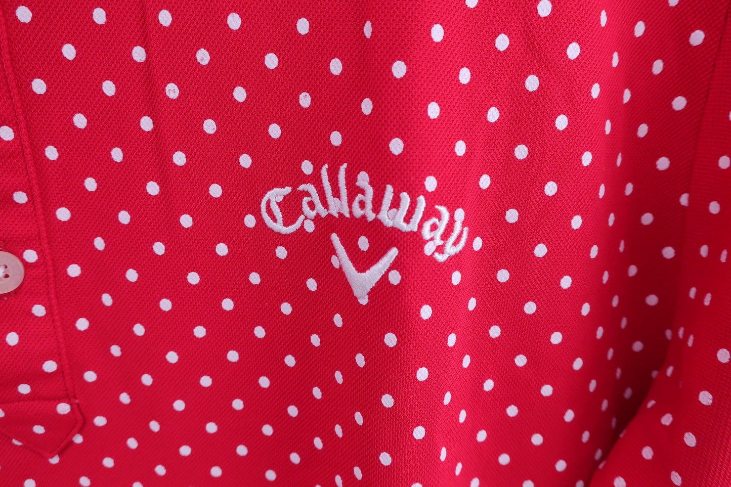 Callaway(キャロウェイ) ポロシャツ 赤白ドット柄 メンズ L A-3